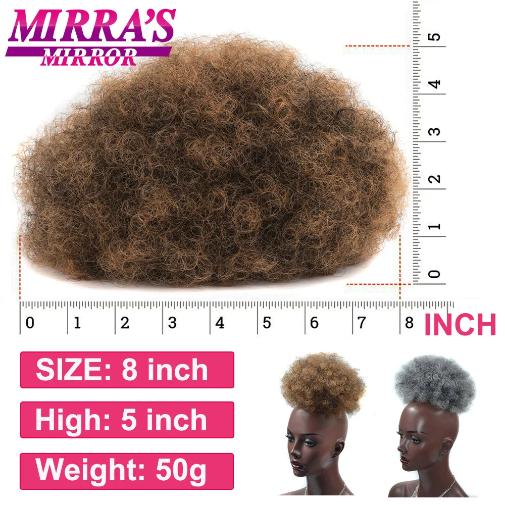 Synthetic Afro Puff Drawstring Ponytail Hair Bun 10 Inch Short Afro Kinkys Curly Afro Bun Extension Hairpieces Large Size