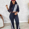 CM.YAYA Fashion Striped Splicing Women's Set Long Sleeve Sweatshirt and Sweat Pants Tracksuit 2024 Winter Two 2 Piece Set Outfit