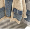 2023 New Autumn Winter Women Splicing Denim Jacket Women Long Sleeve Jean Jackets Female Loose Sweater Cardigan Jacket