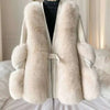 DEAT Fashion Temperament Thickened Fur Coat Cardigan Women Top-Quality Leather Patchwork Long Sleeve Jacket 2024 Winter 11SX023