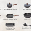 Induction Cookware Set-17 Piece Non-stick Cooking Pan Set, Granite Pots and Pans Set