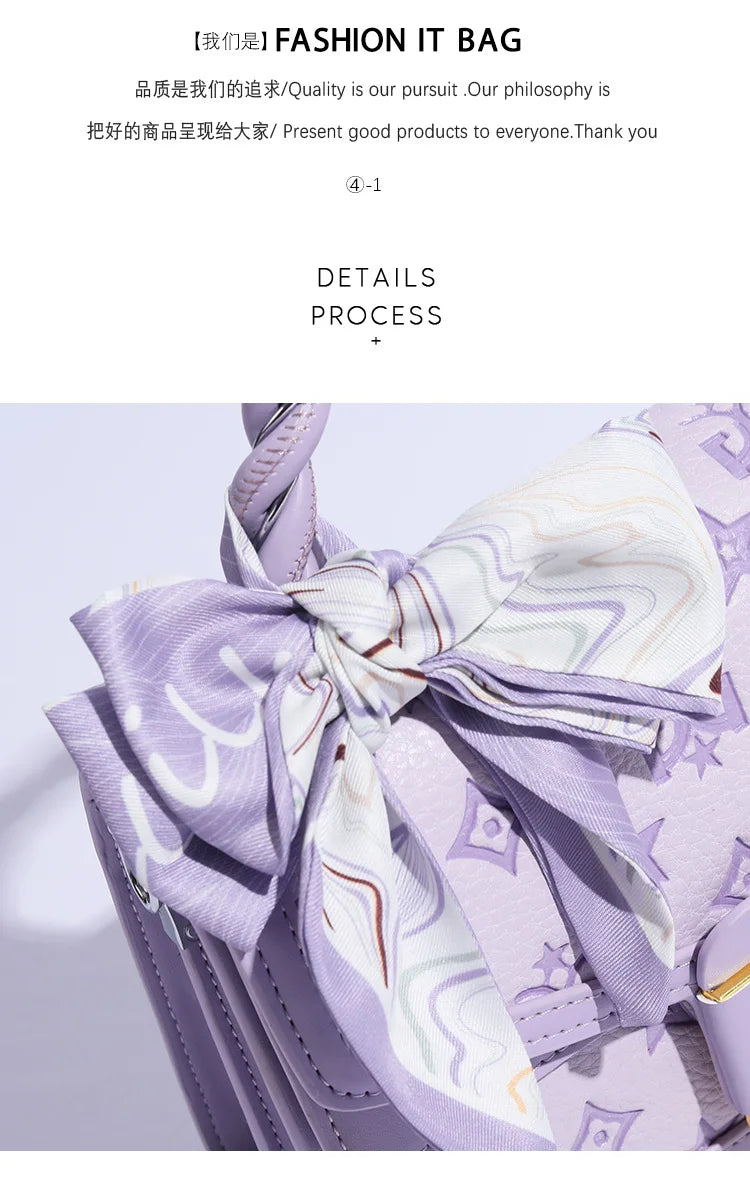 Designer Handheld Small Square Bag 2025 New Style Bow Sweet and High Quality Texture Single Shoulder Cross Shoulder Female
