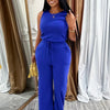 Solid Casual Jumpsuit for Women Sleeveless Drawstring High Waist One Pieces Rompers and Jumpsuits Summer Outfits Combinaison