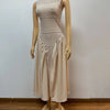 Long Dresses Women Party Dress Pleated Patchwork Sleeveless Stand Collar Maxi Gown Tight Waist Vestidos 2025 Summer A Line
