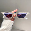KLASSNUM Luxuriöse Cat-Eye-Sonnenbrille für Damen und Herren, modische Diamant-Dreieck-Marken-Designer-Glitzer-Sonnenbrille UV400 Shades Brille