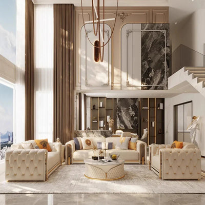 Elegant Luxury Modern Sofa Designs Royal Set Designer Leather Sofa Lounge Loveseat Divano Soggiorno Living Room Furniture