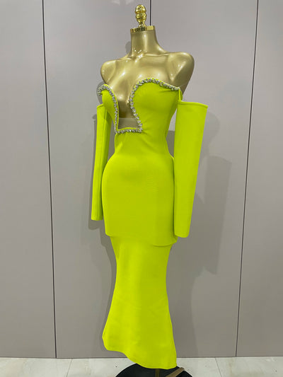 Sexy Off Shoulder Luxury Diamonds Long Bodycon Bandage Dress 2025Women Celebrity Elegant Prom Gown Birthday Club Cocktail Dress
