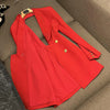 TWOTWINSTYLE Solider Blazer mit Aushöhlungen für Damen, Schalkragen, Langarm-Tunika, gespleißter Knopf, Temperament-Blazer Weiblich KJA501707
