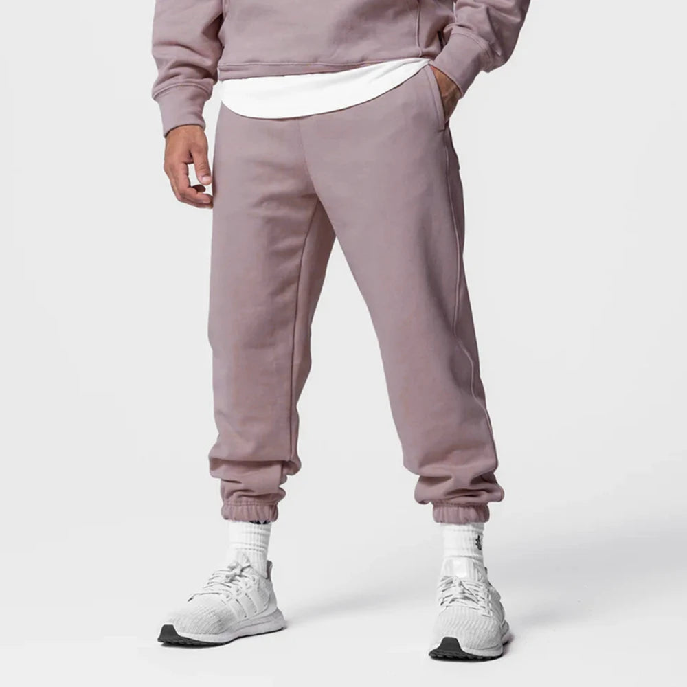 Men's Thick Cotton Training Sets Hoodie Casual Sports Pullover Hooded 2-piece Top with Pants Sweatshirts Gym Running Tracksuits