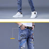 Fashion Printed Jeans Men's Korean Brand Embroidery Badge Pattern Youth Ripped Small Feet Teenagers Cowboy Pencil Pants