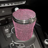 Crystal Diamond Car Ashtray Auto Portable Bling Cigarette Smokeless with LED Light Indicator Car Accessories for Women