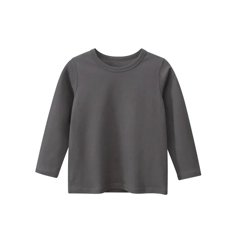 2025 Spring Autumn 2-10 Years Children'S Candy Color Sweet Long Sleeve High Neck Unisex Kids Girl Boy Basic Turtleneck T-Shirt