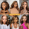 Highlight Body Wave Bob Perücke Echthaar Lace Front Echthaarperücken für Frauen Honigblond 13X6 Transparente Lace Frontal Perücke