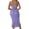 CM.YAYA Beach Knit See Though Women Two 2 Piece Set Outfits Halter Neck Crop Top and Tassel Midi Skirt Suit 2023 New Dress Set