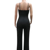 Beyprern Wunderschöner Jumpsuit mit Muscheldetails für Damen, ärmelloser Palazzo-Jumpsuit, weites Bein, Hosenanzug, Overalls, sexy Clubwear