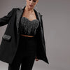 Customize Black Sequins Women Pants Suits Slim Fit Girls Blazer Set 3 Pieces Custom Made Jacket For Lady Party Prom Wedding Wear