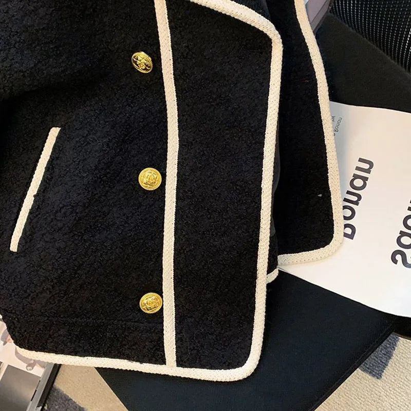 Herbst Winter Umlegekragen Lammwollmantel Damen Vintage Spleiße Locker Jacken Damen Mantel Verdicken Oberbekleidung Damen Jacke