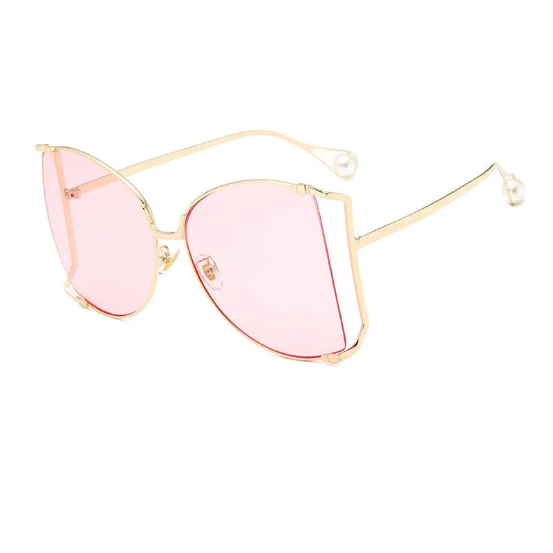 2024 Halbrahmen Marken Designer Brille Damen Quadratische Perle Berühmte Sonnenbrille Weibliche Mode Übergroße Klare Rosa Brille Damen