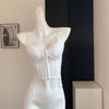 V-Neck Sexy Lace Corset Top Slim Fit Push Up Hollow Suspender Vest Adjustable Straps Off Shoulder Breathable Mesh Vest Travel