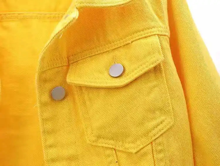 Damen Jeansjacke Frühling Herbst Kurze Jacke Rosa Jeansjacken Lässige Oberteile Lila Gelb Lila Blau Locker Sitzende Oberteile Damen Oberbekleidung