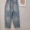 Fashion Rhinestone Washed Ripped Graphic Jeans Street Style Women's Denim Pants High Waisted Beaded Sequin Straight-Leg Jean