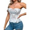 SsTss American Court Corset Sheer Mesh Breathable Corset Sexy Top Hollow Irregular Lace Double Layer Shapewear Chic Camis Top