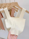 2026 Summer Women Sexy Sleeveless Tops Fashion Short Square Collar Tank Tops 6 Colors Knitted