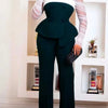 Women Elegant Two Piece Pants Set Female Office Wear White Mesh Sleeves Slim Top and Slacks Pant Sets Sexy Chic Spring Outfits