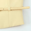 TRAFZA Women Fashion Suit Yellow V-Neck Sleeveless Belt Sngle Breasted Tops+High Waist Pocket Belt Long Skirts Female Summer Set