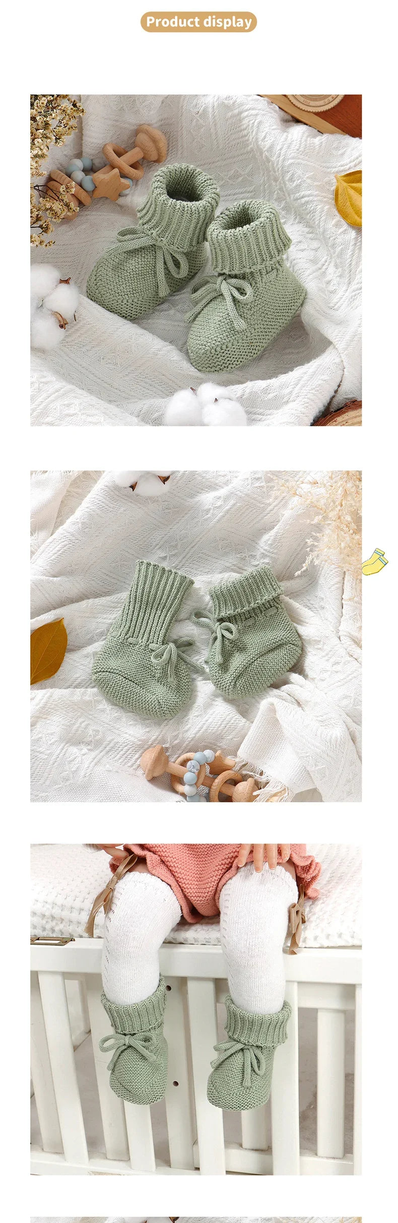 Baby Schuhe Baumwolle Gestrickte Neugeborene Mädchen Jungen Stiefel Mode Einfarbig Warme Kleinkind Kind Slip-On Bettschuhe Handgemacht 0-18M Fußbekleidung