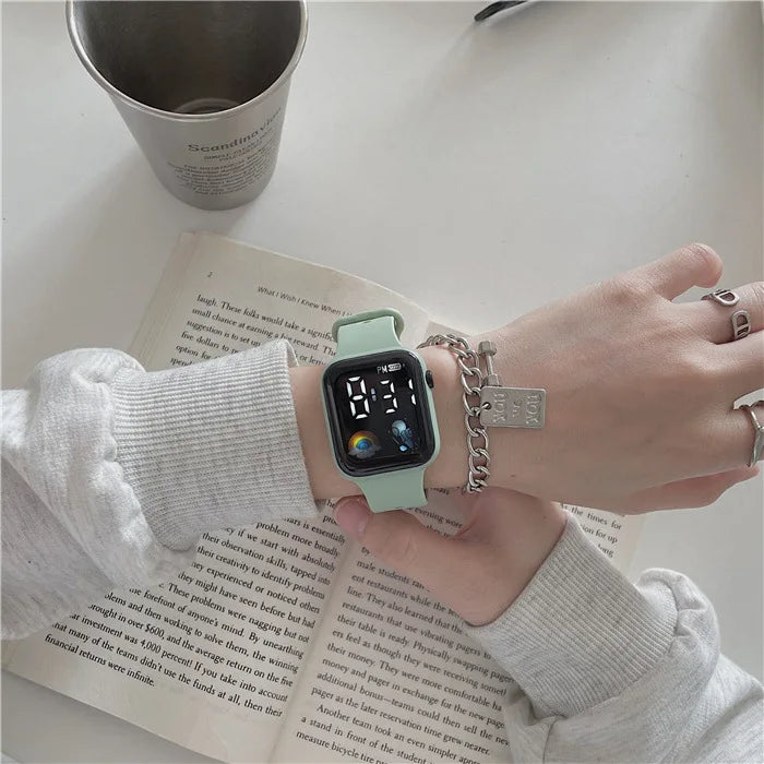 Technological LED Astro Watch for Women and Men Students Ins High Beauty Watches with Simple Fashion and Waterproof Electronics