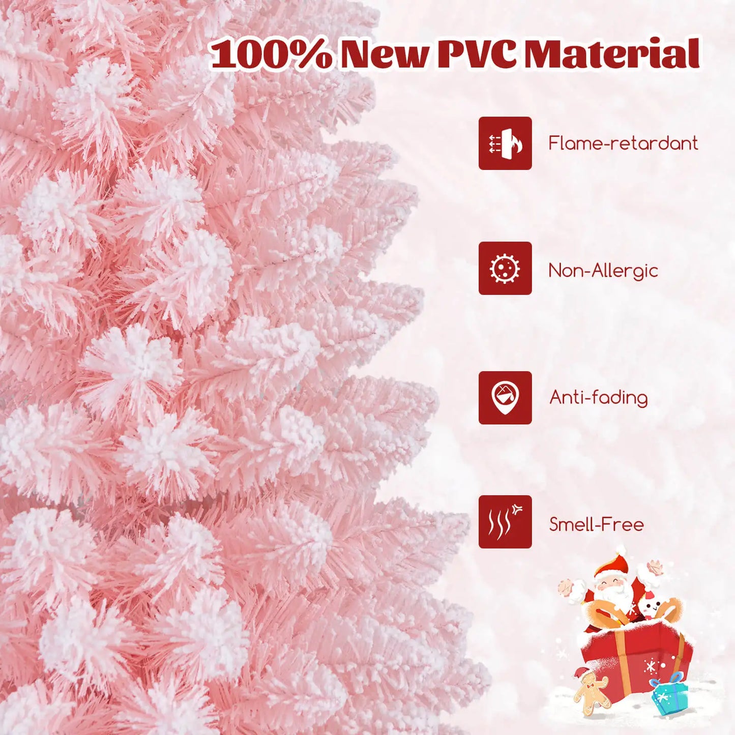 7 FT Artificial Pink Christmas Tree with 635 Branch Tips Folding Metal Stand