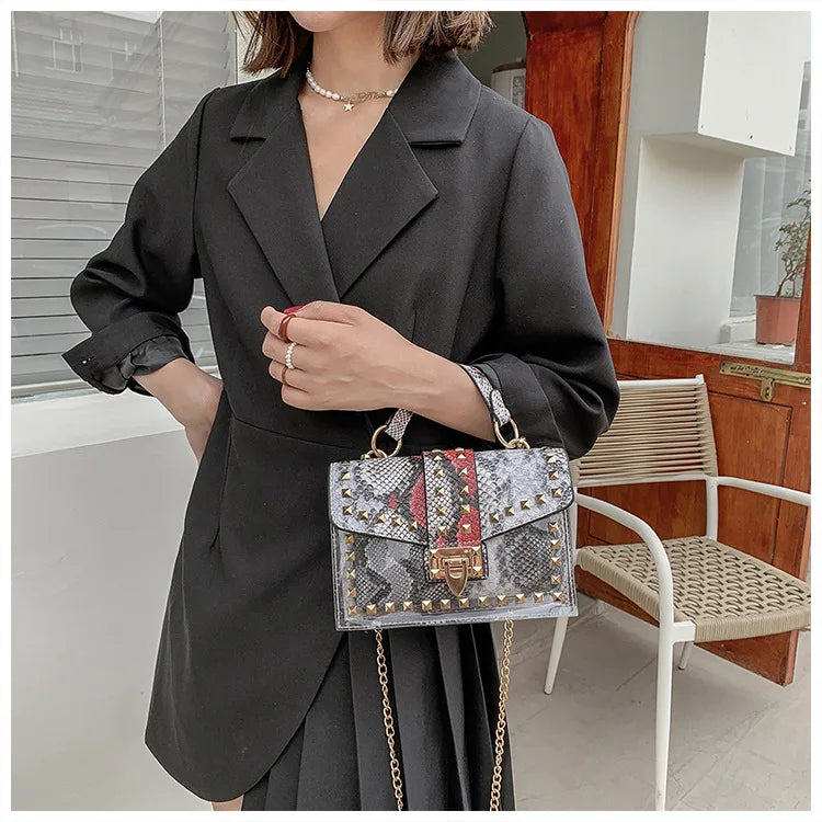 Marke Frauen Nieten Graffiti Umhängetaschen Mode Schultertasche für Damen Weibliche Luxus Designer Handtaschen 2023 Hohe Qualität