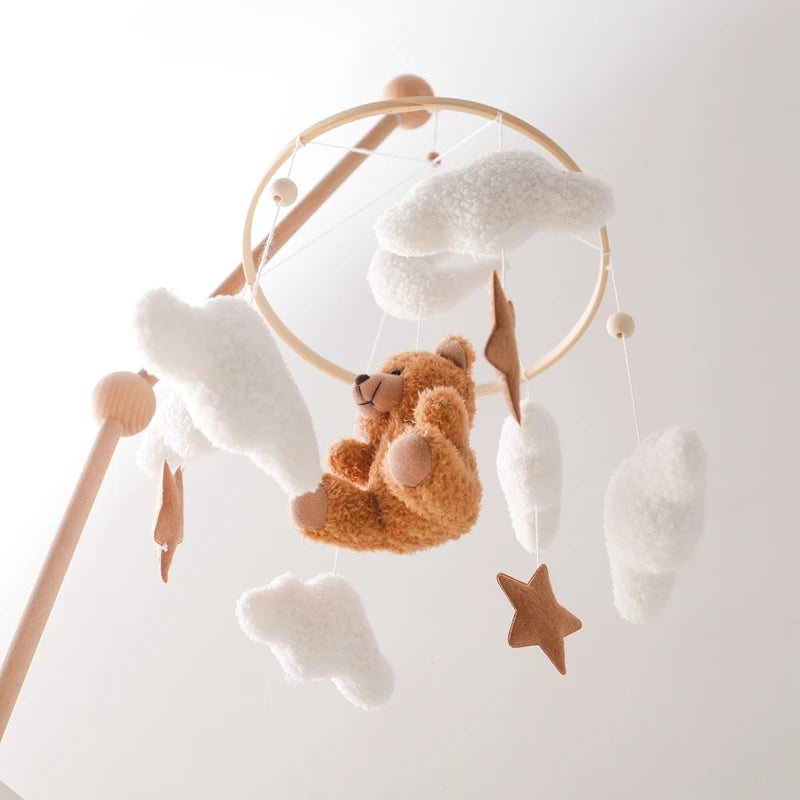 Baby-Kinderbett-Mobile-Rassel-Spielzeug 0-12 Monate Säugling Weicher Filz Teddy Samt Rosa Bär Bettglocke Hängendes Spielzeug Halterung Babybett Mädchen Spielzeug