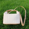 Yogodlns Summer Small Straw Handbag Trendy Shoulder Bag Woven Bucket Crossbody Bag Casual Seaside Beach Bag Gilrs Handle Tote