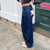 Combhasaki Damen Y2K Vintage Jeans Ästhetischer Sternmuster-Print Loose Straight Leg Denim Lange Hose Lässige Low Waist Hose