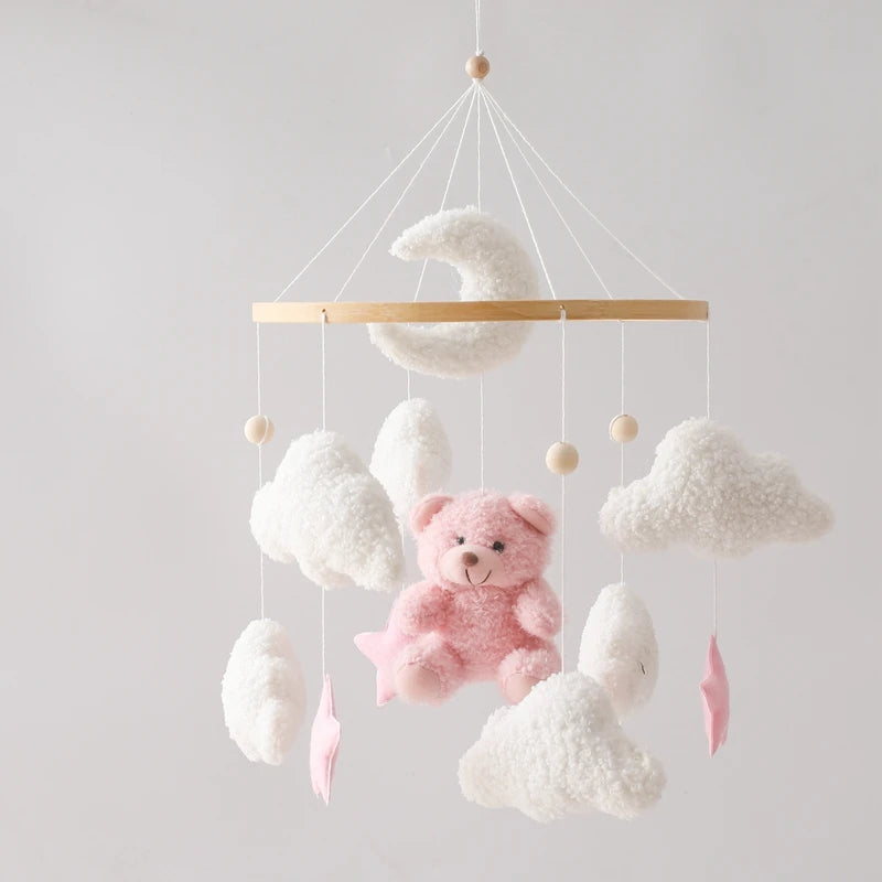 Baby-Kinderbett-Mobile-Rassel-Spielzeug 0-12 Monate Säugling Weicher Filz Teddy Samt Rosa Bär Bettglocke Hängendes Spielzeug Halterung Babybett Mädchen Spielzeug