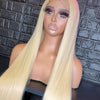 Ombre Blue Blonde Preplucked Long Lace Front Wig Straight 180%Density Hairline Glueless For Women Synthetic Fiber