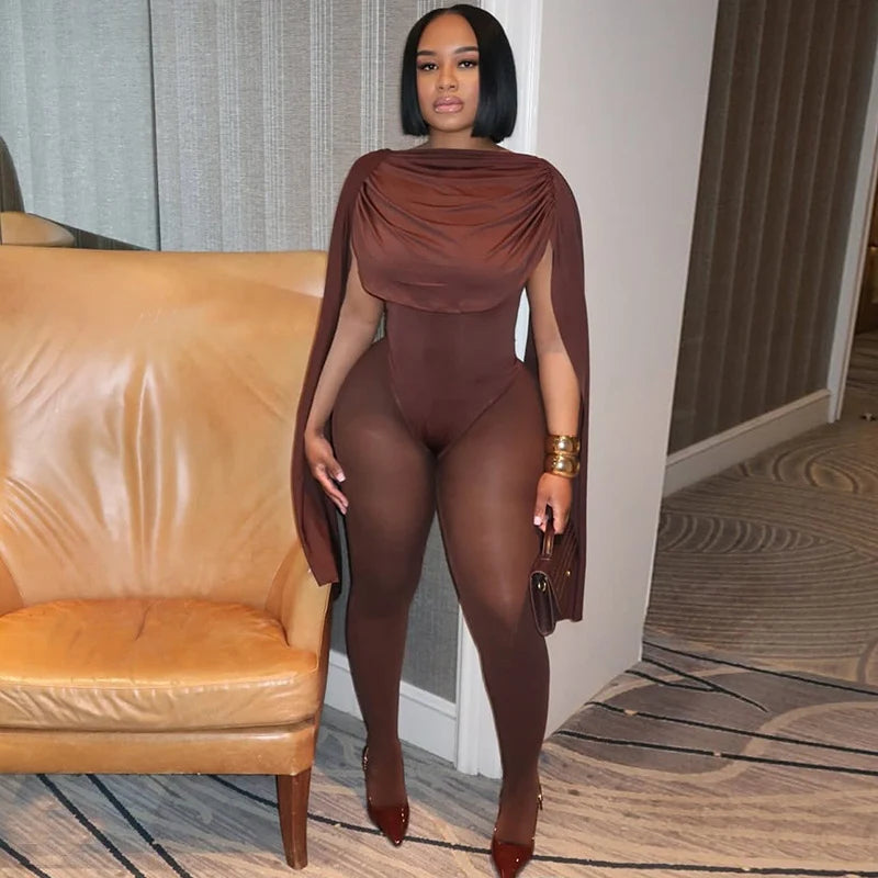 Solid Patchwork Bandage Ruched Jumpsuit Woman Elegant Sleeveless Strecth Sheath Evening Romper Women Jumpsuits Combinaison Femme