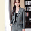 Solid Suits for Women 2024 Spring Fashion Office Ladies Long Sleeve Double Breasted Short Tops Chic Slim High Waisted Pant Suits