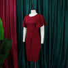 Dress Women Mid Length Dresses Green Slim Ruffles Bodycon Round Neck Short Sleeve Sexy Elegant Party High Waist Vestidos
