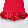 TRAFZA Sexy Solid White Flower Bud Tierred Red Mini Dress Safety Pants Women Dress New 2025 Spring Autumn Fashion Party Dress