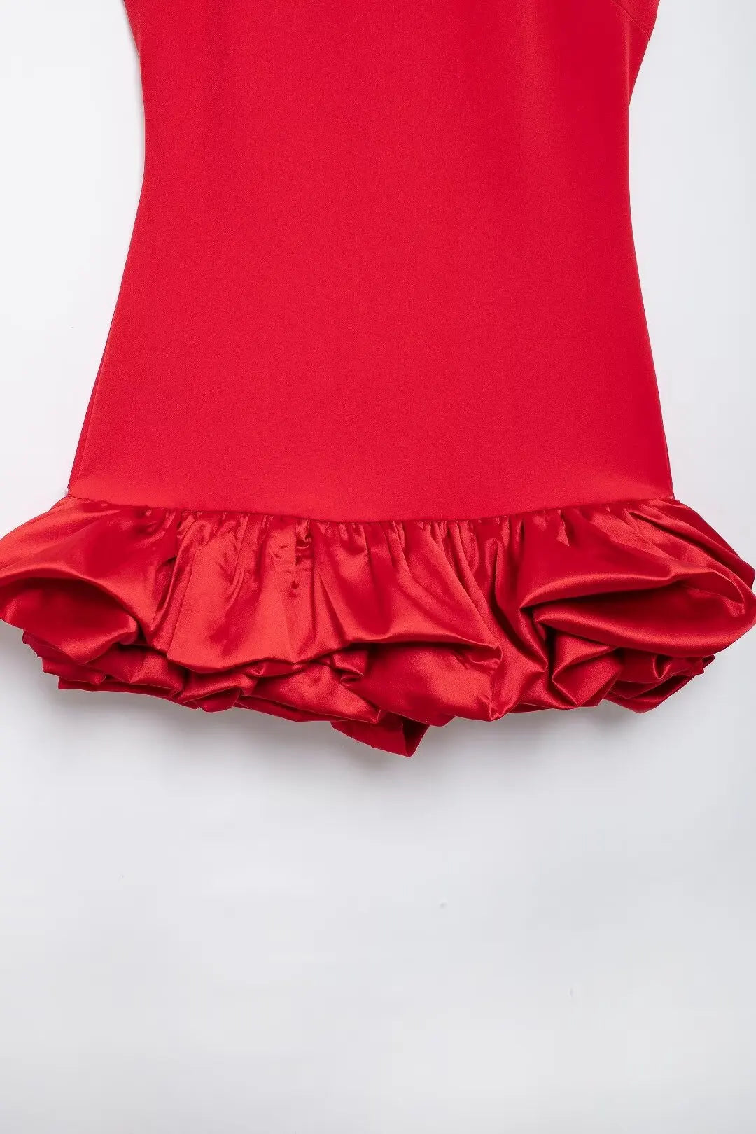 TRAFZA Sexy Solid White Flower Bud Tierred Red Mini Dress Safety Pants Women Dress New 2025 Spring Autumn Fashion Party Dress