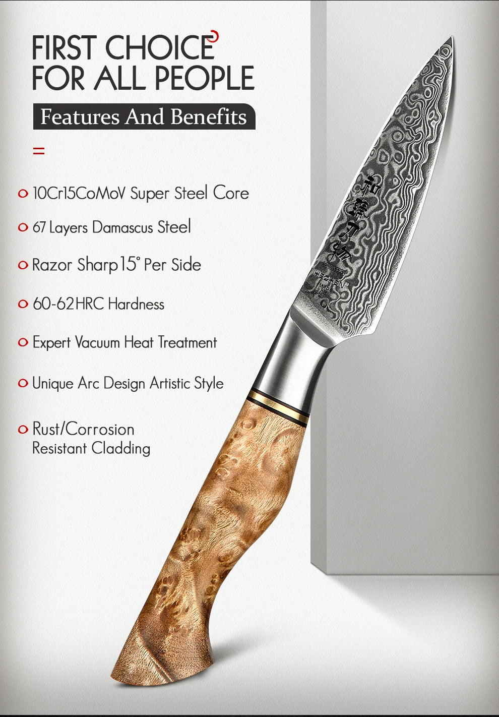 HEZHEN 1-5PC Knife Set Professional Damascus Steel  Chef Santoku Bread Utility Paring Cook Knife For Meat Sharp Kitchen Knife
