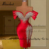 Stardust Luxury Off the Shoulder Homecoming Dress Pearls Slit Pleat Mini Saudi Arabric Illusion Cocktail Party Gown Customized