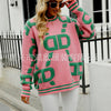 Knitted Sweaters Women 2023 Spring/Autumn Round neck Letter  Embroidery Pullovers Top Temperament casual warm Tee contrast color