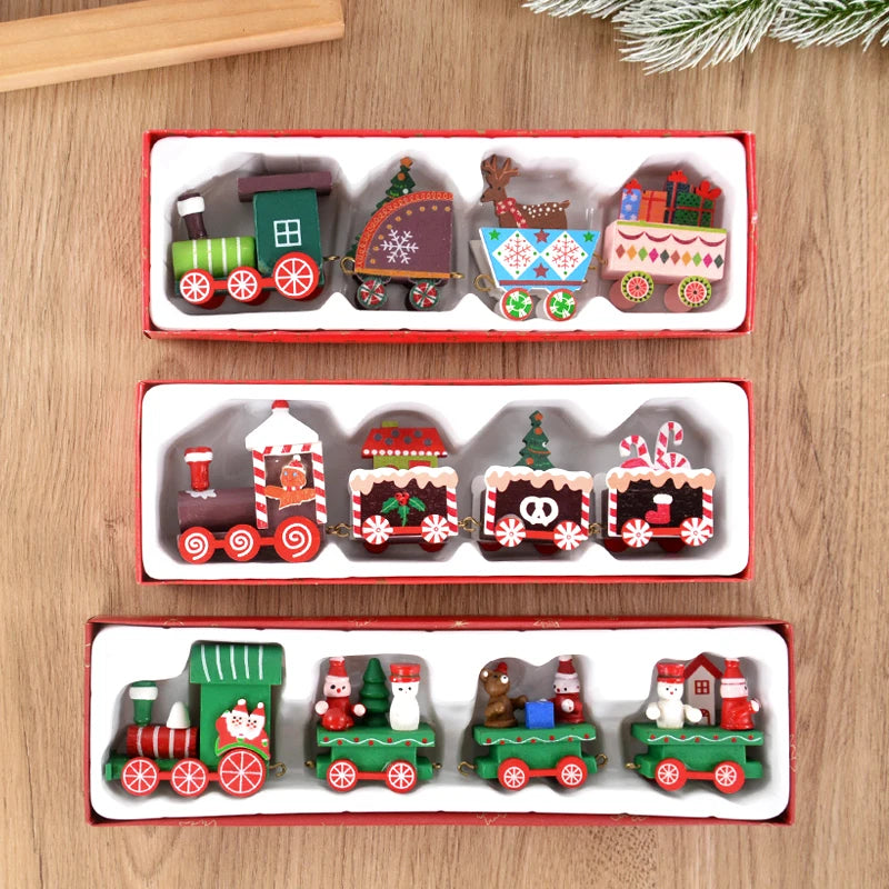 Weihnachten Holzeisenbahn Frohe Weihnachten Dekorationen für Zuhause 2024 Weihnachtsbaumschmuck Navidad Noel Kindergeschenk Frohes Neues Jahr 2025