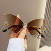 Randlose Sonnenbrille Damen Luxusmarke Strass Sonnenbrille Damen Niedliche Herzform Punk Party Brille очки від сонця женские