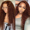 Chocolate Brown Curly Human Hair Wigs 13x4 13x6 Deep Wave Lace Frontal Wigs For Women Pre Plucked 100% Brazilian Human Hair Wig