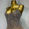 Luxury Rhinestones Sexy Mesh See Through Bodycon Dress Women Birthday Evening Cocktail party Gown Red Carpet Club Stage Outfit